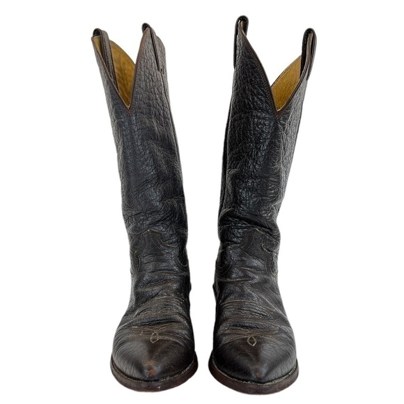 Vintage Justin Men’s Style 1310 Roper Dark Brown Bullhide Cowboy Boots - Picture 5 of 15